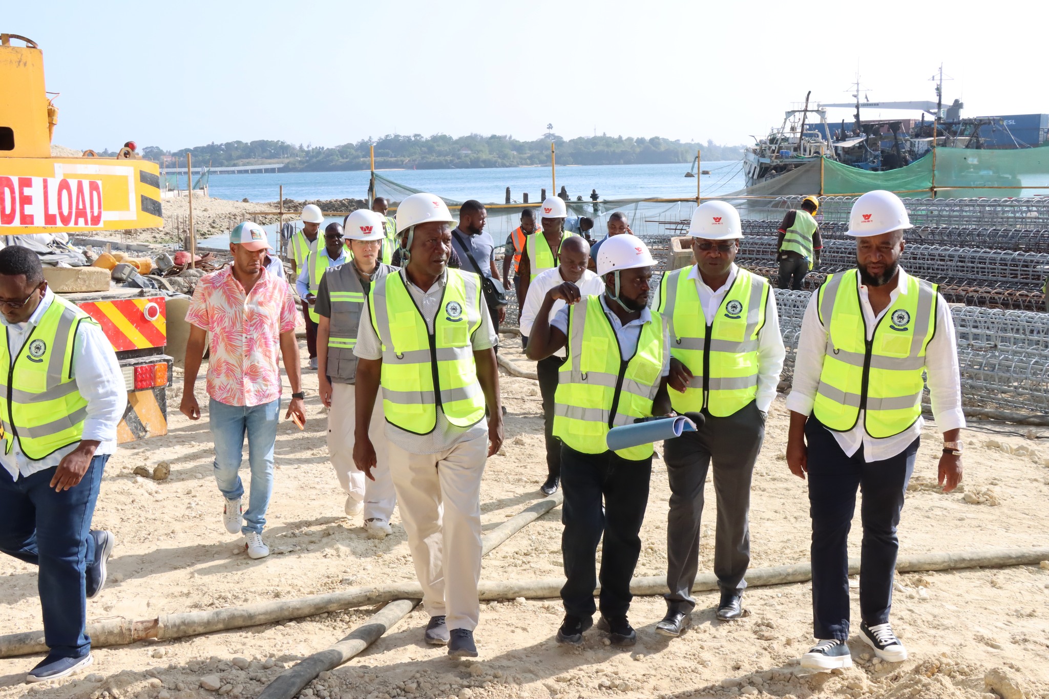 Cabinet Secretary for Mining and Blue Economy, Ali Hassan Joho on the far left during an inspection tour at the Maritime Survival Training and Certification Centre at Bandari Maritime Academy Mombasa.