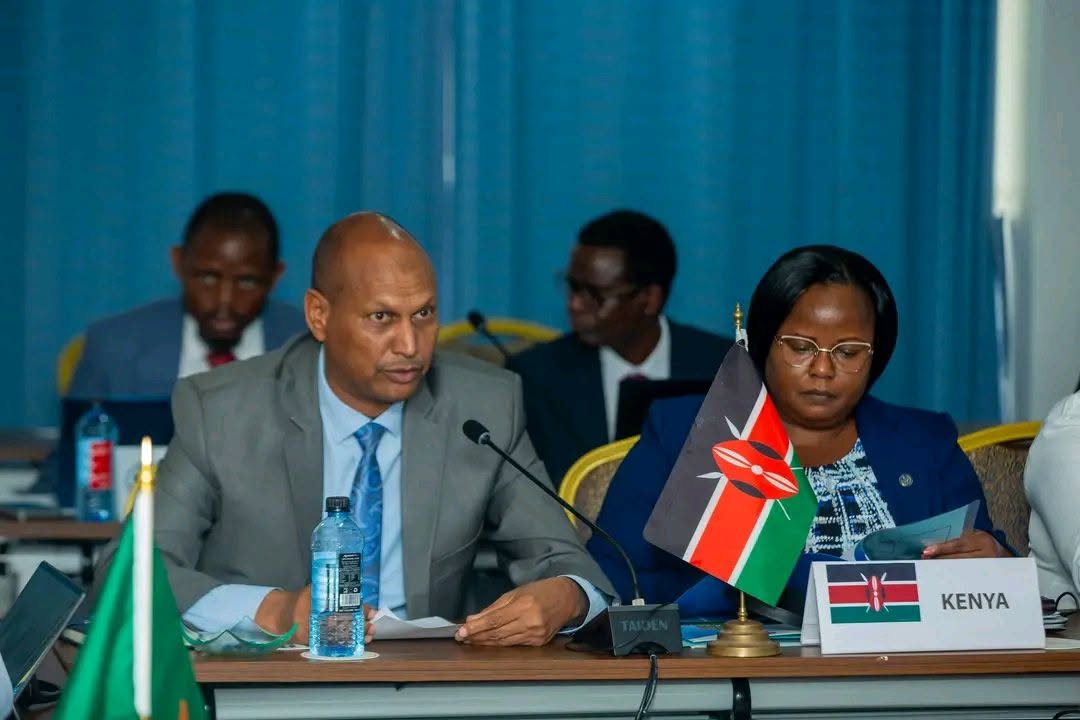 The Principal Secretary State Department for Shipping and Maritime Affairs Mr. Aden Abdi Millah during a MOESNA meeting in a Mombasa hotel