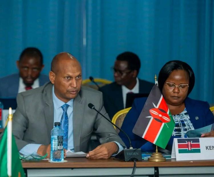 The Principal Secretary State Department for Shipping and Maritime Affairs Mr. Aden Abdi Millah during a MOESNA meeting in a Mombasa hotel